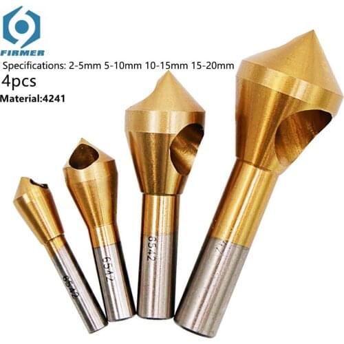 4pcs Titanium Countersink Deburring Countersunk Drill Taper Hole Cutter Steel AluminumHead Chamfering Tools 2-5-10-15-20mm