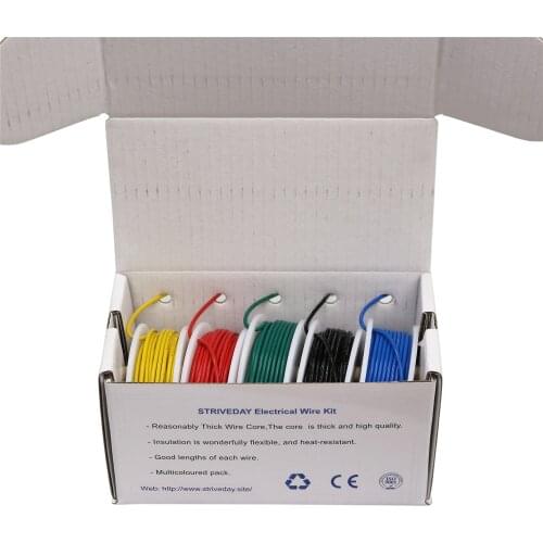 40 meters / batch 131 feet UL 1007 22AWG 5 color mixing box 1 / box 2 package wire and cable tinned copper wire UL certification