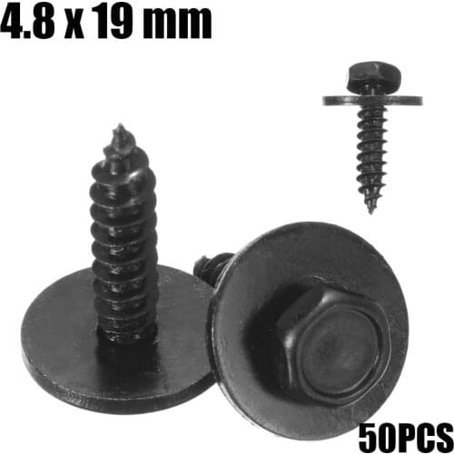 50Pcs 4.8x19 mm Hex Self Tapping Tapper Screw And Washer Engine Cover Undertray Splash Guard Wheel Screws Fastener Clips For BMW