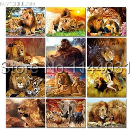 5D DIY Diamond Painting Lion Embroidery Animal Cross Stitch Full Rhinestone Mosaic Painting Home Decor Gift Christmas Arts