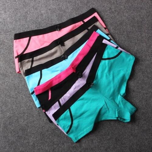 6pcs/lot New Cotton Short boxer Women Panties Boyshorts Womens Underwear Boy Shorts Girls Asian Size M-XL
