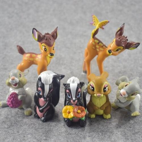 7pcs/lot Cartoon Movie Bambi Classic PVC Model Toys Deer Bambi Dolls Action Figures Toys Juguetes Brinquedos for Kids