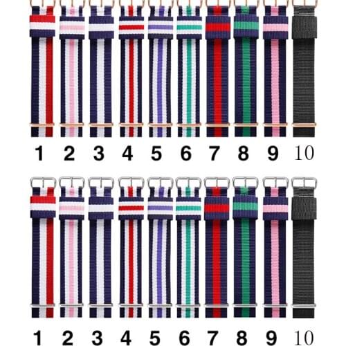 Watch accessories 12mm---22mm dw watch with men and women leather pure black nylon canvas waterproof metal bracelet
