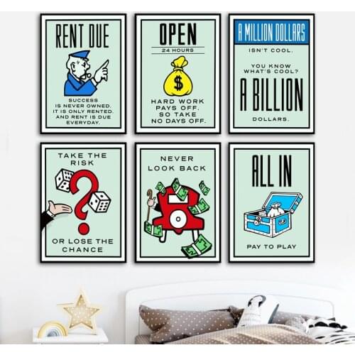 Alec Monopolyingly Graffiti Wall Art Canvas Painting SPEED ALL IN RENT DUE Dollar HD Poster Prints Picture for Living Room Decor