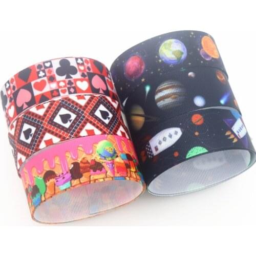 DHK 7/8''10yards Space Cupcake Cards Printed Grosgrain Ribbon Accessory Hairbow Headwear Decoration DIY Wholesale OEM B2041