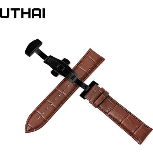 UTHAI Z09 Watchbands leather strap 12-24mm bracelet 316L double push automatic butterfly buckle calfskin strap