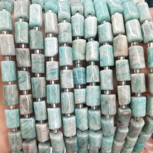 Natural Stone Faceted Blue Amazonite Beads Cylinder Spacer Beads For Jewelry Charm DIY Making Bracelet Necklace Accessories