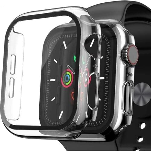 Watch Screen Protectors & Case for Apple Watch Series 6 /SE/ 5/ 4 44mm 40mm PC Tempered Glass Bumper Full Protective Cover