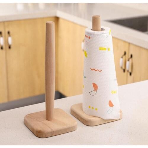 Kitchen Paper Wooden Roll Holder Towel Hanger Rack Bar Cabinet Rag Hanging Holder Shelf Toilet Paper Holders