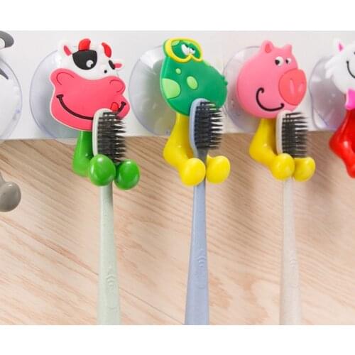 Animal Cute Cartoon Suction Cup Toothbrush Holder Bathroom Accessories Set Wall Suction Holder Tool