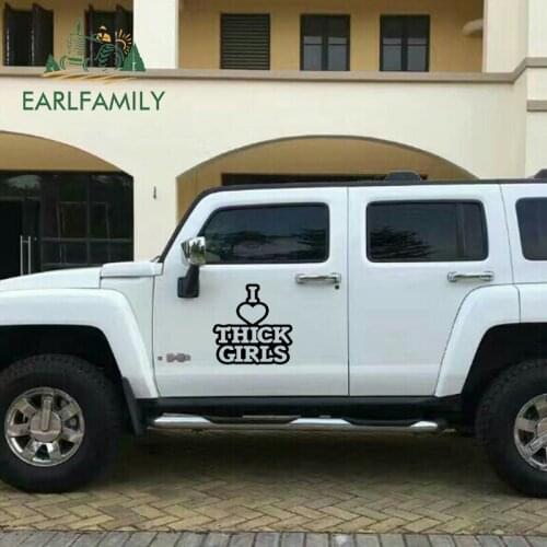 EARLFAMILY 43cm x 43cm Car Sticker I Love Thick Girls Funny Vinyl Sticker Euro JDM Racing Door Decal Stance Heart Big Decals Kit