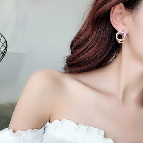 Classic Acrylic Earrings For Women Fashion Korean Hot Selling Girls Elegant Double Circle Flower Earrings Lady Joker Ear Jewelry