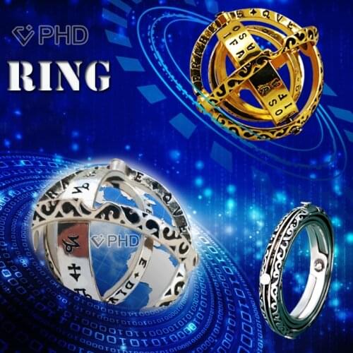16th century germany astronomical ring Sphere Ball Ring Complex Rotating Cosmic Ring for Couple Lover Two Colors silver
