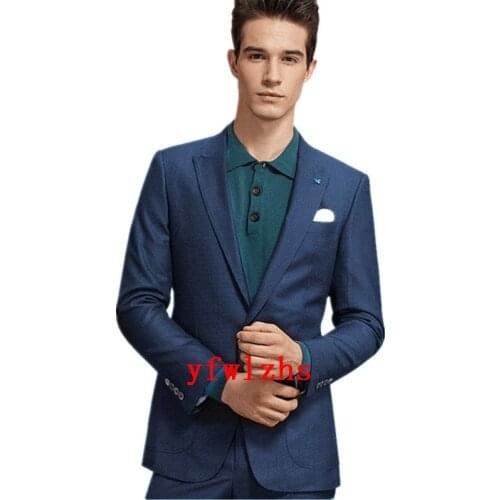 Handsome Groomsmen Peak Lapel Groom Tuxedos Wedding Dress Men Suits Blazer Prom Dinner (Jacket+Pants+Tie) K315