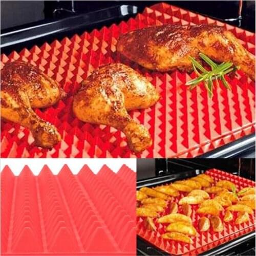 Red Pyramid Bakeware Nonstick Pan Silicone Baking Mats Pads Moulds Pizza Grilled Wings Cooking Mat Oven Baking Tray Kitchen Tool