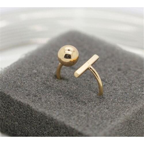 Fashion sphere and strip rings solid geometry open rings rings for women and color