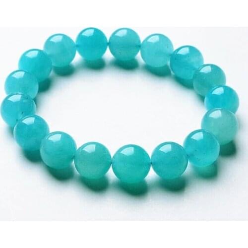 Genuine Natural Ice Green Amazonite Mozambique Gems Round Beads Women Bracelet 13mm AAAA