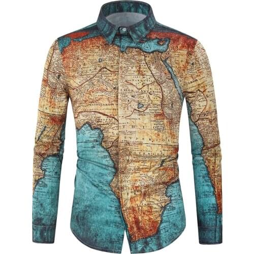 New Fashion Luxury Printing Shirt Men shirts Long Sleeve Camisa Masculina Chemise Homme Social Men Club Prom Shirt Tops S-3XL