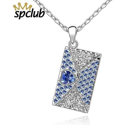Clavicle Love Letter Necklace Women Luxury Heart Crystals From Swarovski Pendant Bijoux Femme Lovers Fashion Jewelry Gifts
