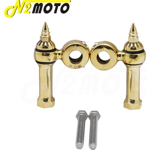 7/8" 1" Motorcycle 22mm/25mm Spear Style Brass Handlebar Riser Old School Dog Bone For Harley Chopper Cafe Racer Bar Mount Riser