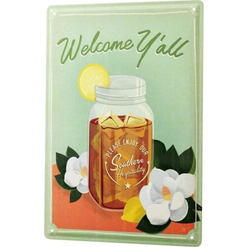 SINCE 2004 Tin Sign Metal Plate Decorative Sign Home Decor Plaques Nostalgic Motif Welcome Y'all Southern Hospitality Tea