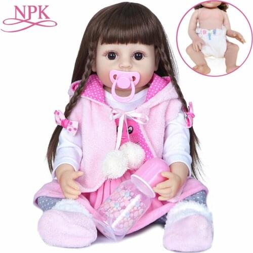 NPK Pink Rabbit dress Girl gift reborn todder set lifelike real soft touch full body silicone reborn baby doll