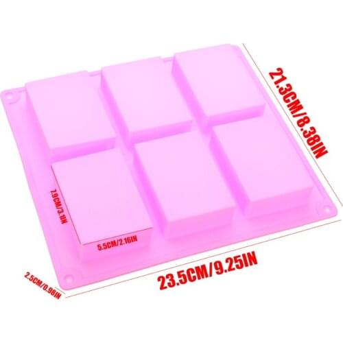 6 Hole Silicone Rectangle Handmade Baking Mould Soap Cake Making Mold Craft DIY Supplies