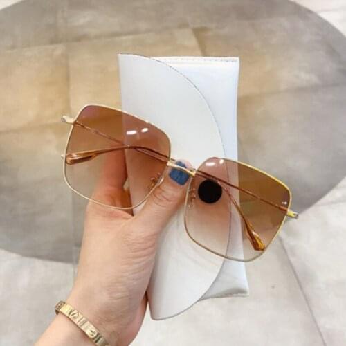 Fashion luxury vintage square female sunglasses trendy big face thin colorful high-quality elegant gradient goggles sun glasses