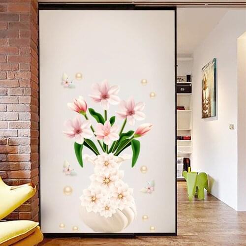 Modern Vase Rose Wall Stickers Flowers Bedroom Living Room Decoration Creative Aisle TV Backdrop Decal PVC Vinyl Room Decoration