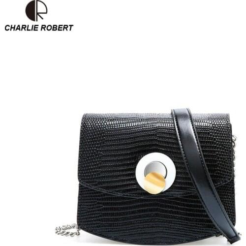 High Quality Leather Rotating Buckle Luxury Design Shoulder Bag 2019 New Summer Fashion Style Shell Buckle Crossbody Bags