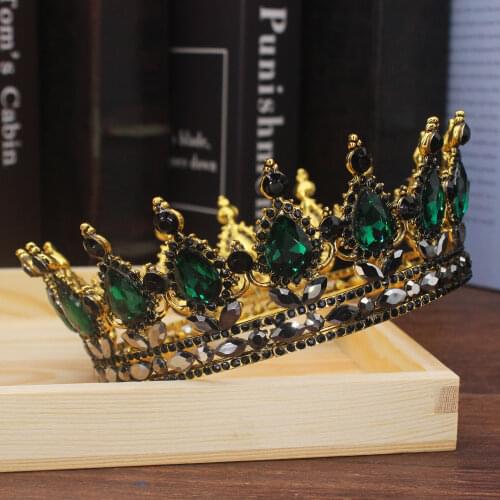 Vintage Crystal Tiaras and Crowns Queen King Bridal Pageant Diadem Women Men Headpiece Wedding Bride Hair Jewelry Accessories