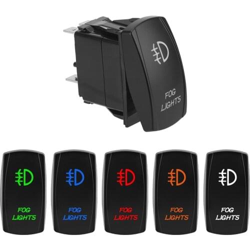 Fog Light Switch Illuminated ON-OFF 5 Pin LED Rocker Switch Automobile Modification Auto Replacement