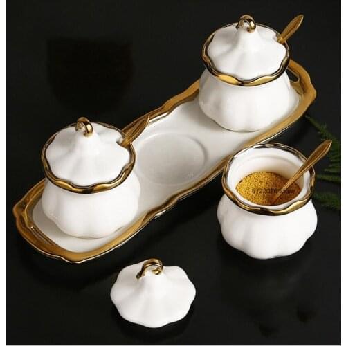 Creative White Phnom Penh Seasoning Box Salt Shaker Nordic Light Luxury Ceramic Seasoning Jar, Chopsticks Tube Kitchen Supplies