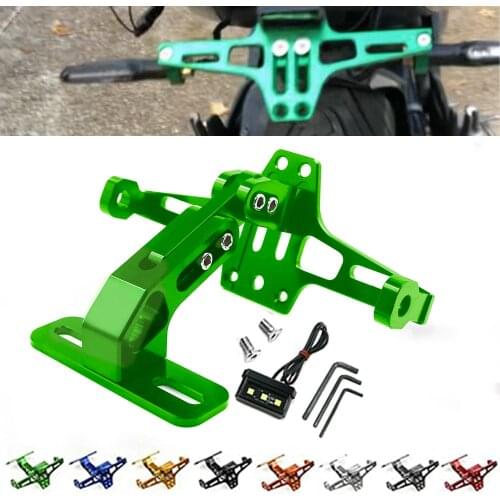 For KAWASAKI Z1000 Z1000SX Z800 Z750 NINJA 250 300 650R Z250 Z300 Z400 Z900 Universal Rear License Plate Mount Holder LED Light