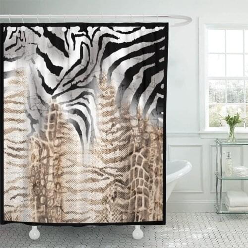 Abstract Leopard and Zebra Pattern Silk Scarf Beautiful Beauty Shower Curtain Waterproof Polyester Fabric 60 x 72 Inches Set