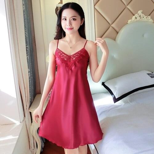 Womens Silk Nightgown Womens Household Wear Nightgown Womens Nightgown Sleepwear Night Dress