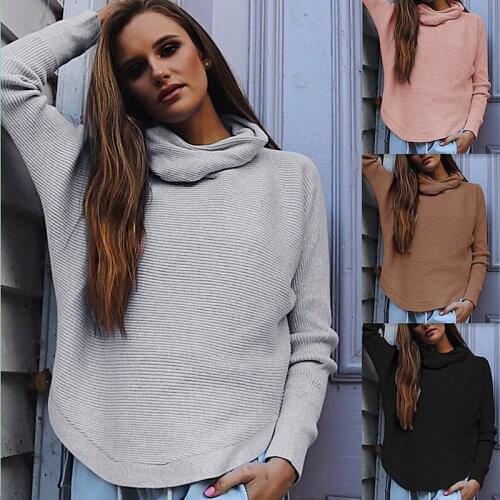Women pink gray black khaki winter Sweaters knit turtleneck long sleeve female tops clothing