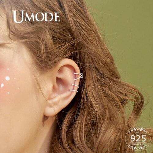 UMODE Silver Cross Earrings 925 Silver Earrings for Women Clip Earrings Cuff Fine Jewelry for Women Girls Gifts ULE0545