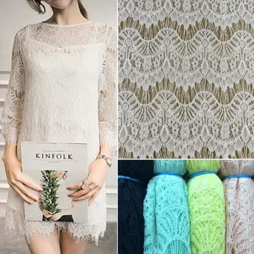 ZOTOONE Width 150cm Eyelash Siamese Wavy Fashion Dress Lace Fabric Flowers Needlework Accessories French Lace Fabric Ribbon E