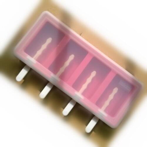 1 set Ice Cream Tools 4-Cavity Square Ice cream Molds Soft Popsicle Molds Ice cream Makers With Lid Silicone Mold