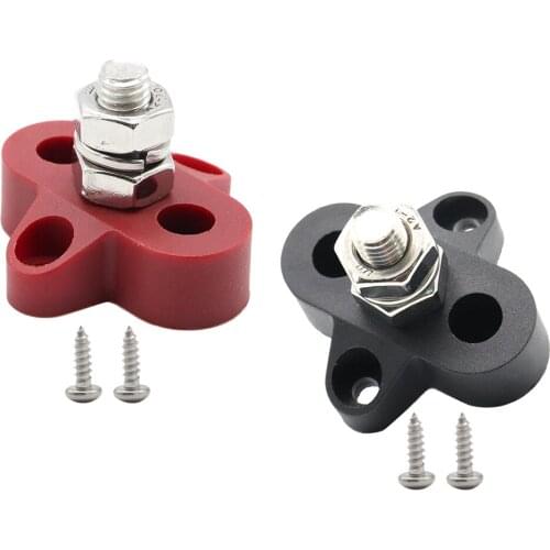 1 Pair Single Heavy-Duty Terminal Stud M8 With Screws Wires Connected Trucks