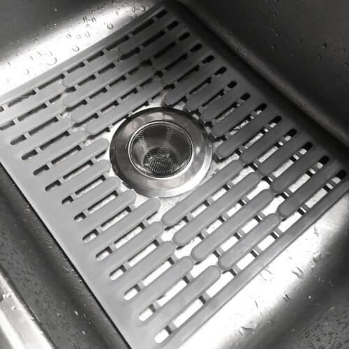 1 Pcs Silicone Sink Mat Drain Mat Kitchen Sink Mat Multifunctional Wash Basin Mat Water Filter Mat Gray Kitchen Accessories