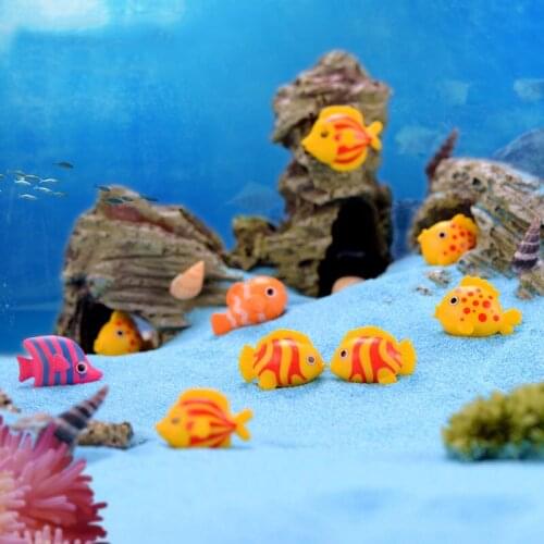 10PCS Fish Miniature Figures Decorative Mini Fairy Garden Animals Moss Micro-Landscape Ornaments Resin Toy