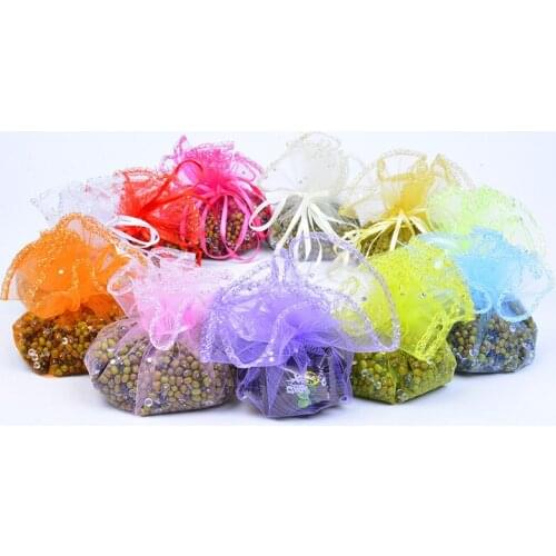 100pcs/lot 25cm Round Drawstring Organza Bags Christmas Chocolate Candy Bag Wedding Party Gift Packaging Pouches 12 Colours