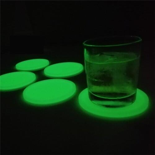 1x Luminous Silicone Drink Coasters 4"Coaster Non-slip Round Soft Tabletop Protection Durable Pad
