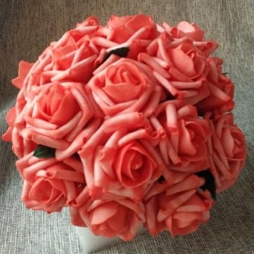 24 Bunches Fake Flowers Artificial Coral Roses 144 Flower Heads For Wedding Party Decoration Table Centerpieces Bridal Bouquets
