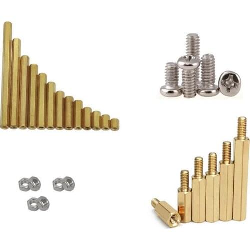 25pcs M2 M3 hexagonal brass column single head/double pass, screw, nut support, support washer column PCB board