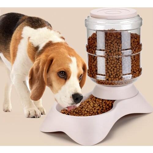 3.8L Large Capacity Pet drinking water dispenser Automatic cat dog food feeder bottle for feeding plastic bowl