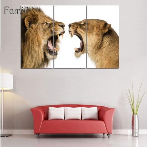 3 Piece Animals Lion Canvas Painting modern Hanging Art Lion King wall art for living room Abstract artwork painted on Canvas