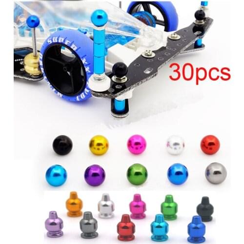 30PCS Tamiya Mini 4WD Car Aluminum Alloy Damper Ball Gourd Head Nut Lightweight Metal Colorful Shock Absorber DIY Parts